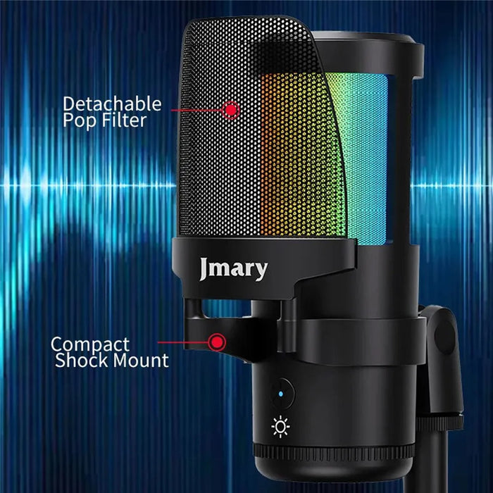 JMARY MC-PW13 Zero Latency Monitor Mic RGB Light Plug and Play Desktop Microphone - 6