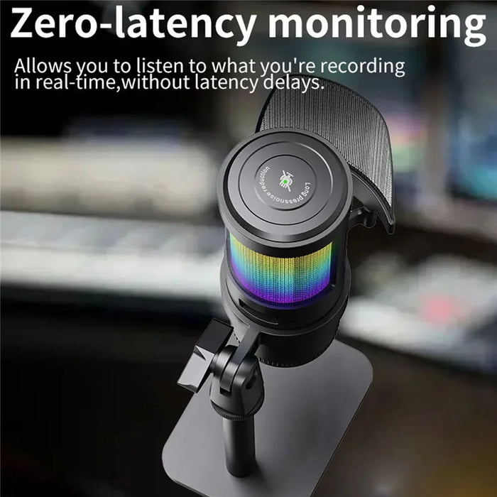 JMARY MC-PW13 Zero Latency Monitor Mic RGB Light Plug and Play Desktop Microphone - 7