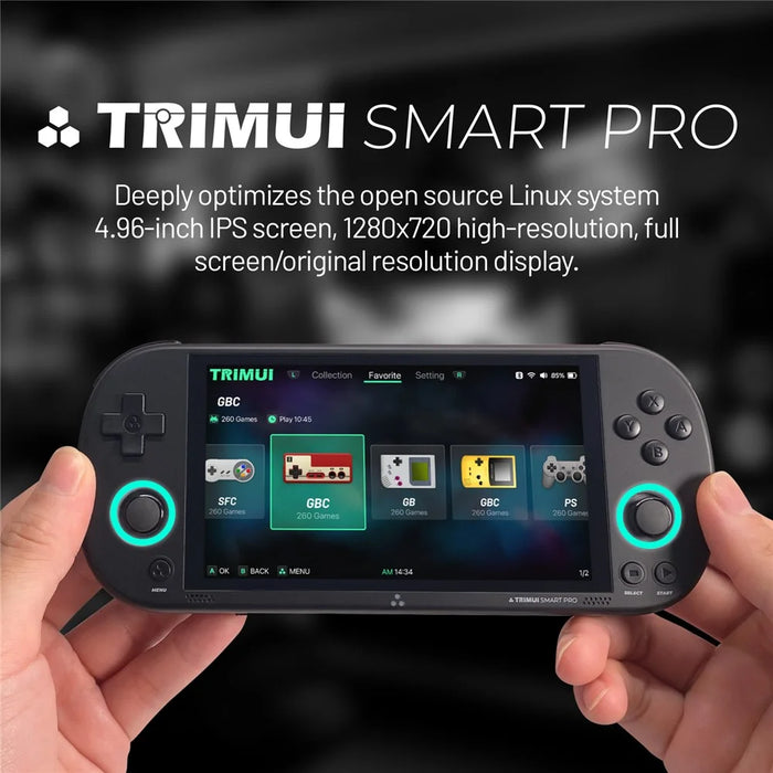 TRIMUI SMART PRO Handheld Game Console 4.96-inch IPS Screen Retro Video Game Controller (English Version), with 64G TF Card - Black - 6
