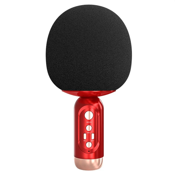 K2 Wireless Bluetooth-compatible Microphone Speaker Mushroom Head Singing Mic, English Version - Red - 1