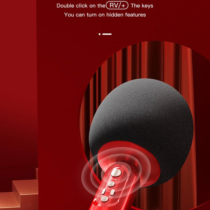 K2 Wireless Bluetooth-compatible Microphone Speaker Mushroom Head Singing Mic, English Version - Red - 5