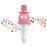 K5 Kids Bluetooth-compatible Microphone ABS+Silicone Carrot Shape Singing Mic, English Version - White+Pink - 1
