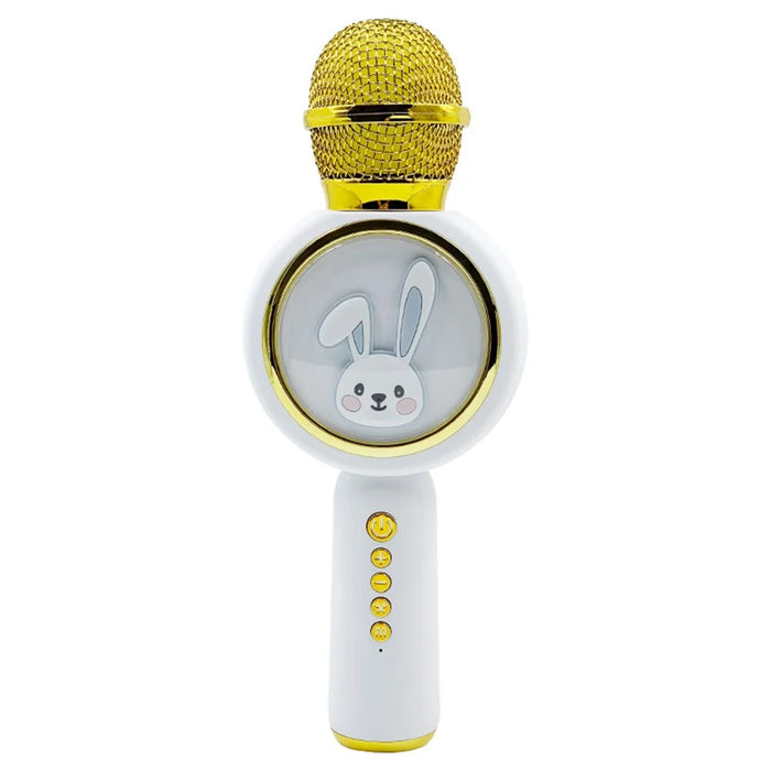 X6 Cute Rabbit Kids Microphone Voice Changing Bluetooth-compatible TWS Karaoke Mic, English Version - Ivory White - 2