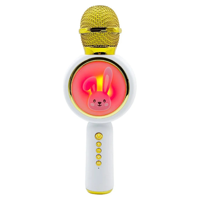 X6 Cute Rabbit Kids Microphone Voice Changing Bluetooth-compatible TWS Karaoke Mic, English Version - Ivory White - 3