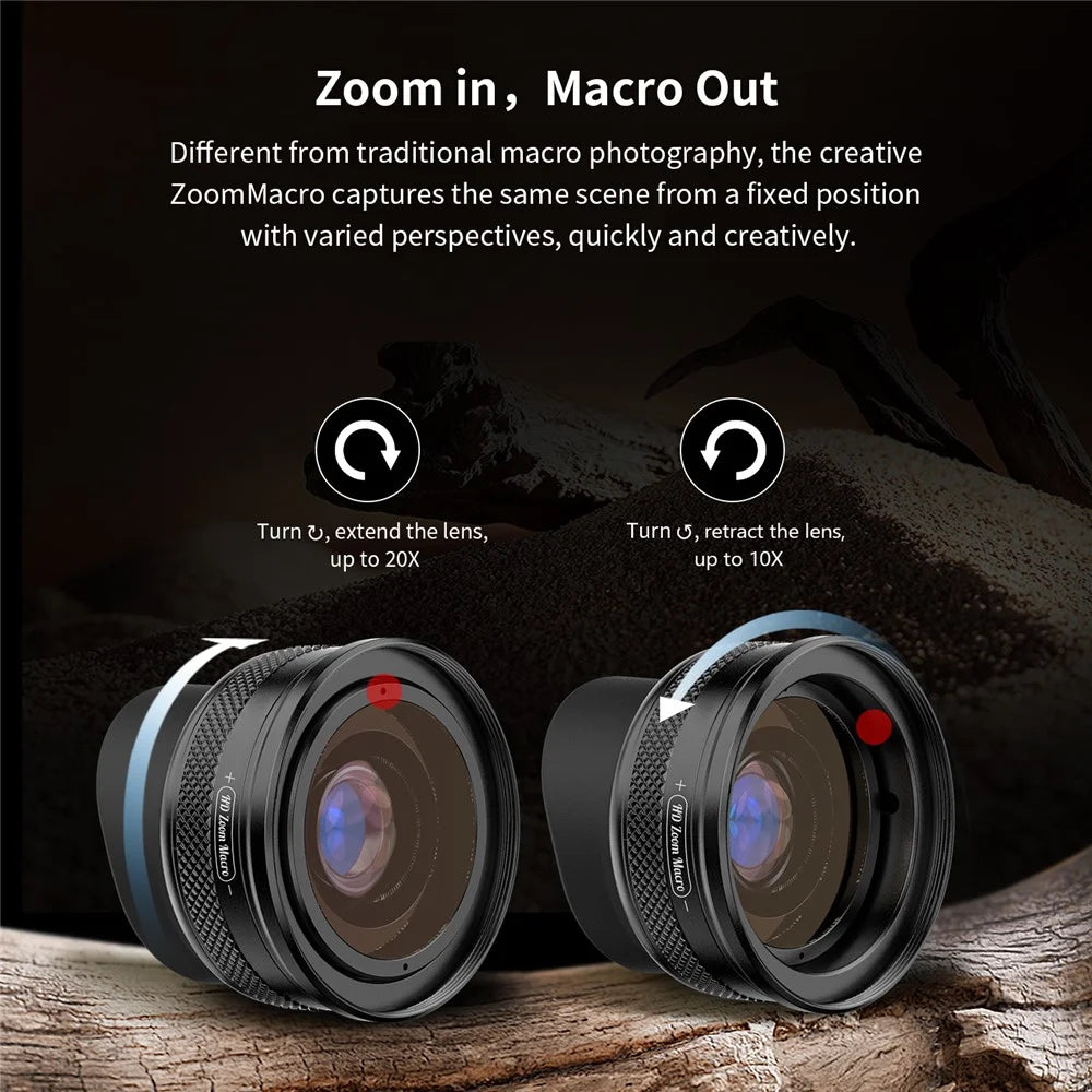 APEXEL APL-ZM100 F1.05 Large Aperture 10 - 20X Magnification Universal Macro Lens for Smartphones - 6