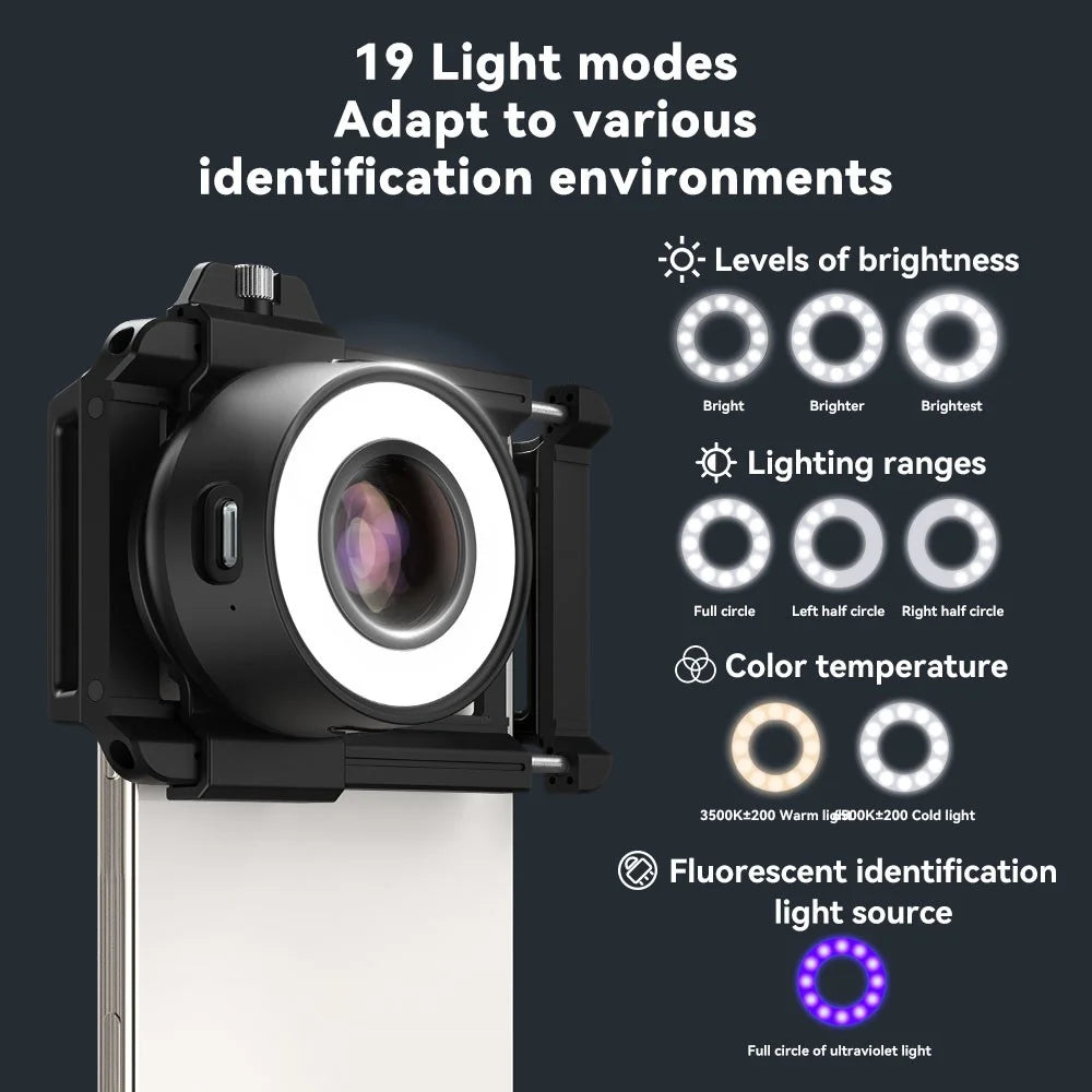 APEXEL APL-MS120 Portable Clip On 120X Phone Microscope Magnifier LED Illumination with Adjustable Brightness - 7