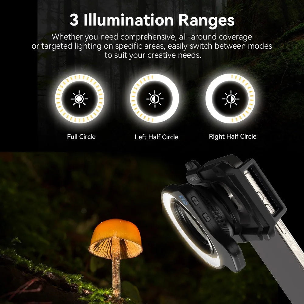 APEXEL APL-FL26 Cell Phone Macro Fill Light for Jewelry Photography Lighting with 37-52mm Adapter Ring - 5