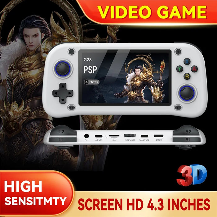 G28 128G Handheld Game Console 4.3 Inch HD IPS Screen Retro Arcade Game Device - White - 2