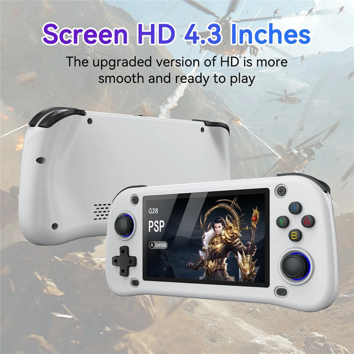 G28 128G Handheld Game Console 4.3 Inch HD IPS Screen Retro Arcade Game Device - White - 4