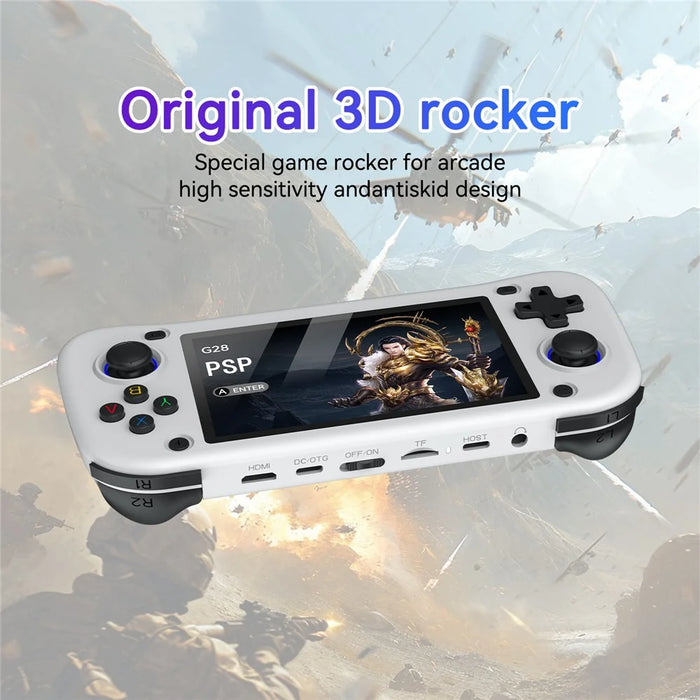 G28 128G Handheld Game Console 4.3 Inch HD IPS Screen Retro Arcade Game Device - White - 7