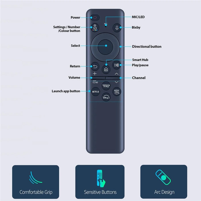 BN59-01432A For Samsung TV Remote Control 1 - 8m Transmission Solar Powered Controller with Voice Function - 6