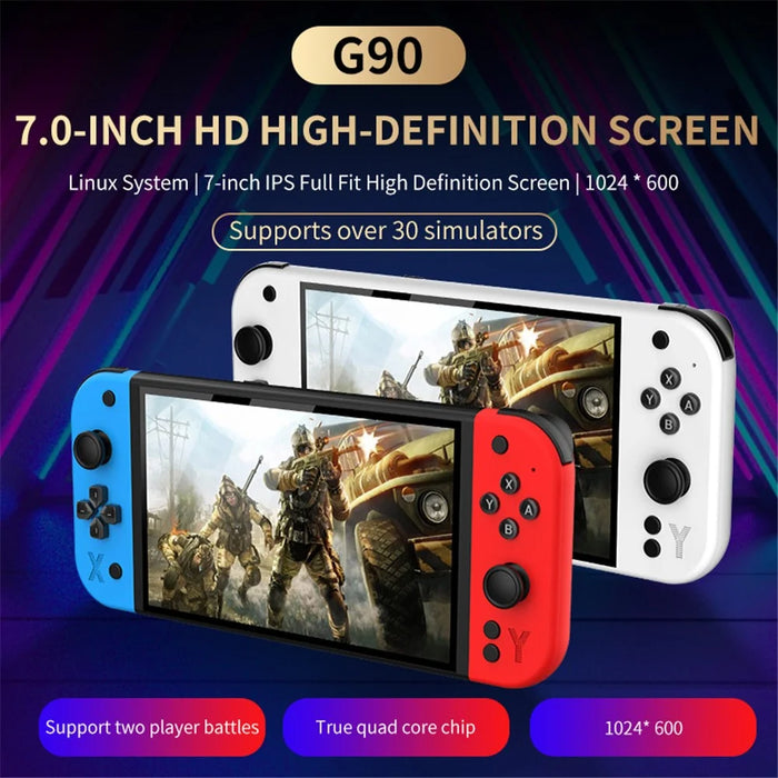 G90 7 Inch IPS HD Screen Handheld Game Console Multi-System Emulator Arcade Gaming Controller - Red+Blue - 3