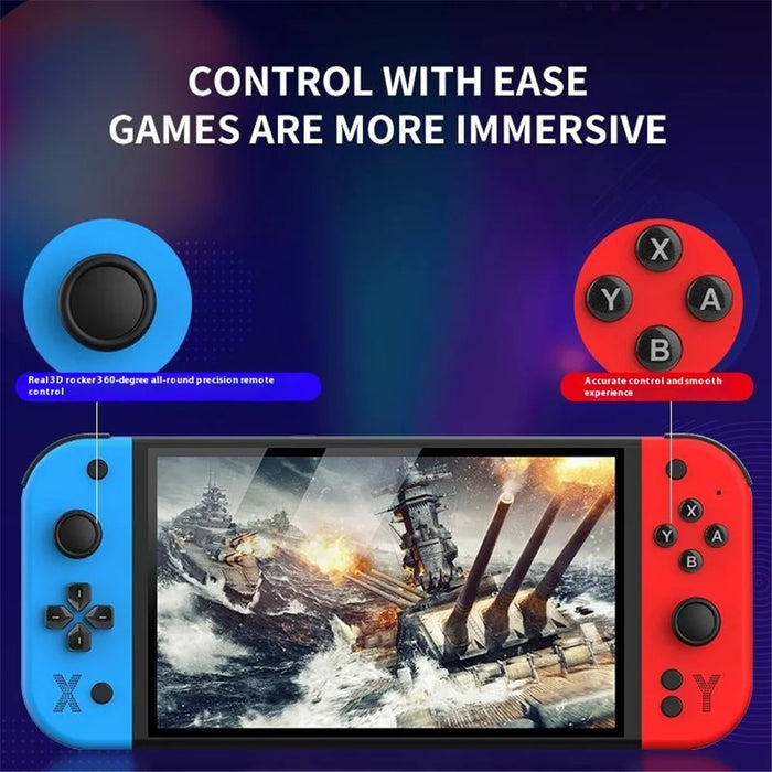 G90 7 Inch IPS HD Screen Handheld Game Console Multi-System Emulator Arcade Gaming Controller - Red+Blue - 6