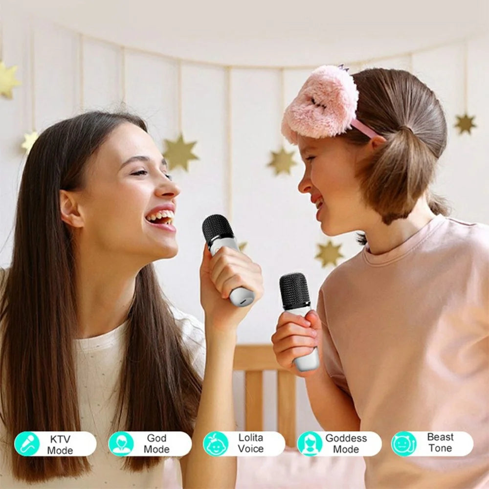 Y15 RGB Lighting Outdoor Mini Bluetooth-Compatible Karaoke Speaker with 2 Microphones - White - 7