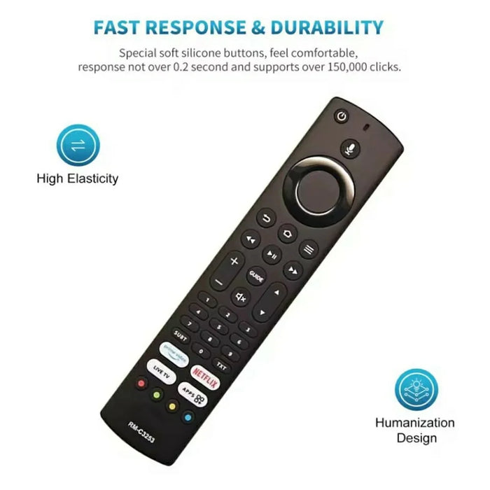 RM-C3253 For JVC TV Remote Control Voice Activated Replacement Ergonomic Television Controller - 3