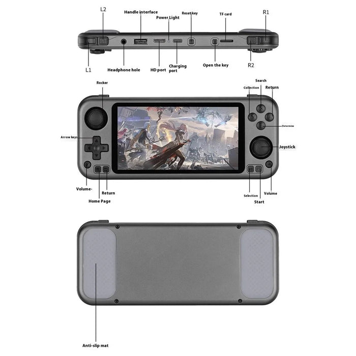 R50PRO 5.0 Inch HD Screen Retro Game Console Android System Handheld Gamepad with 64G TF Card - Titanium Grey - 6