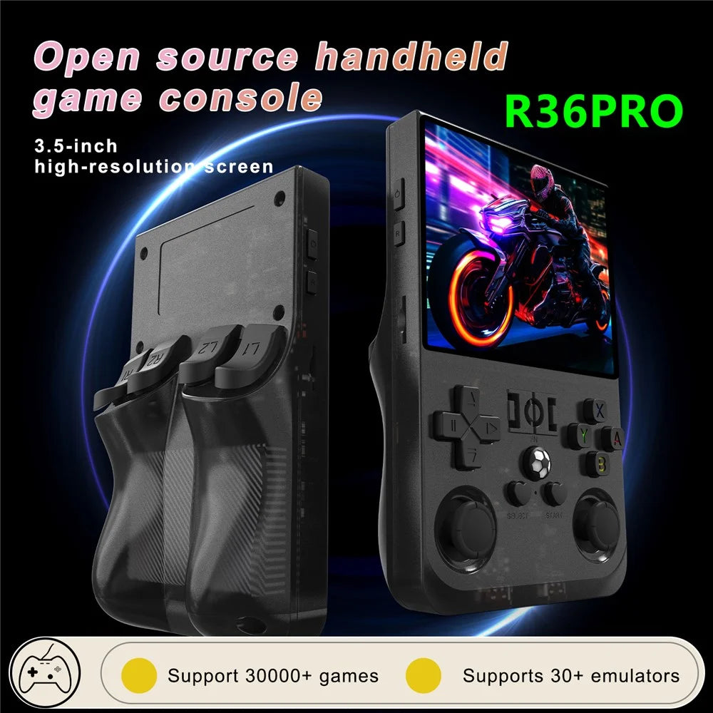 R36 PRO 128G Retro 3.5 Inch Screen Handheld Gaming Console Portable Arcade Game Machine - Transparent Black - 4