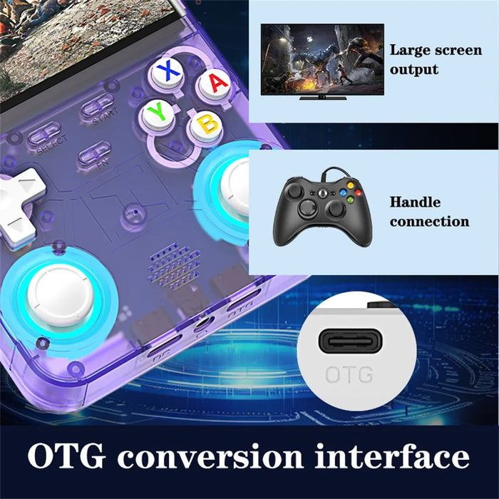 R36 Ultra 128GB Retro 5.1 Inch HD Screen Handheld Gaming Console Multi Emulator Portable Game Machine - Purple - 6