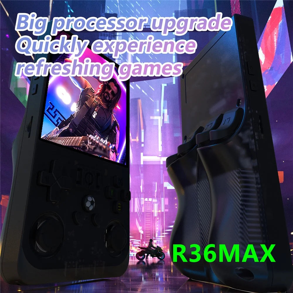 R36 MAX 64GB 4.0 Inch Handheld Game Console Portable Retro Arcade Gaming Machine - Transparent Black - 3