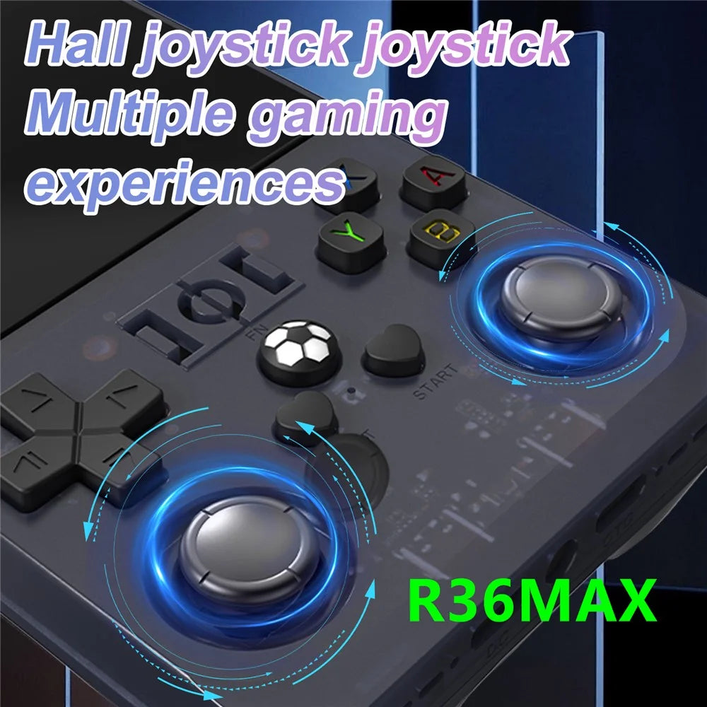 R36 MAX 64GB 4.0 Inch Handheld Game Console Portable Retro Arcade Gaming Machine - Transparent Black - 5
