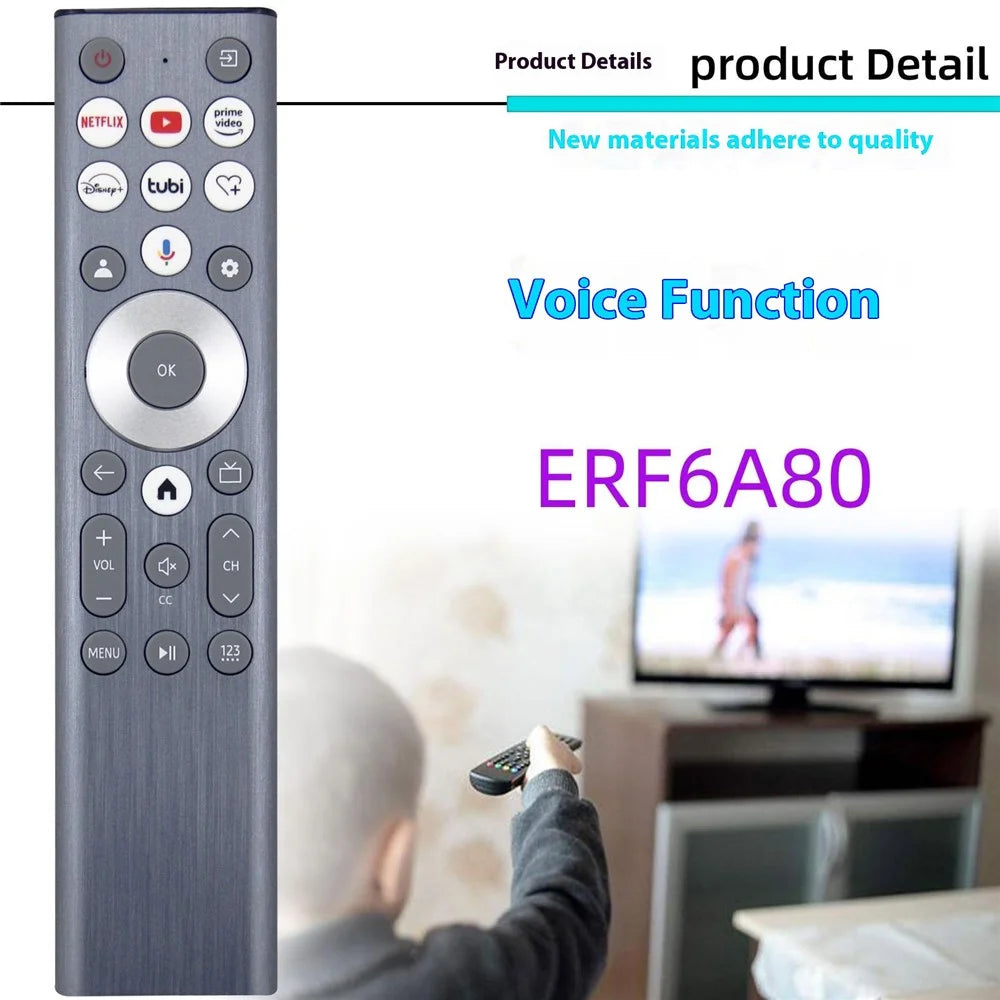 ERF6A80 For Hisense TV Voice Control Remote Control Ergonomic Infrared Controller Replacement - 2