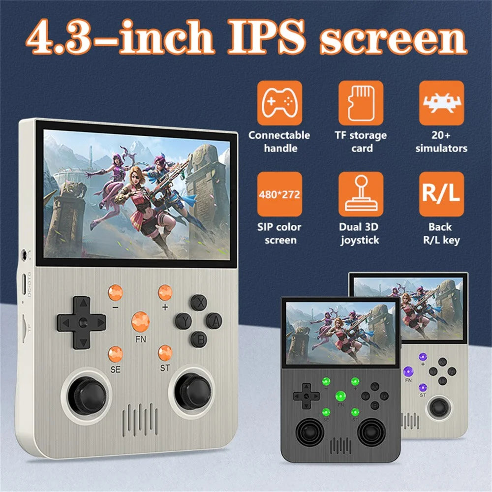 G30 4.3 Inch Handheld Game Console Retro Arcade Gaming System Multi Emulator with 64G Card - Black - 4