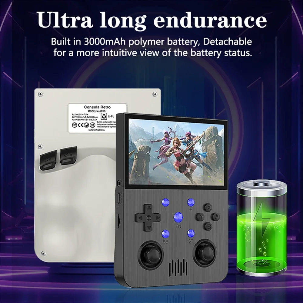G30 4.3 Inch Handheld Game Console Retro Arcade Gaming System Multi Emulator with 64G Card - Black - 7