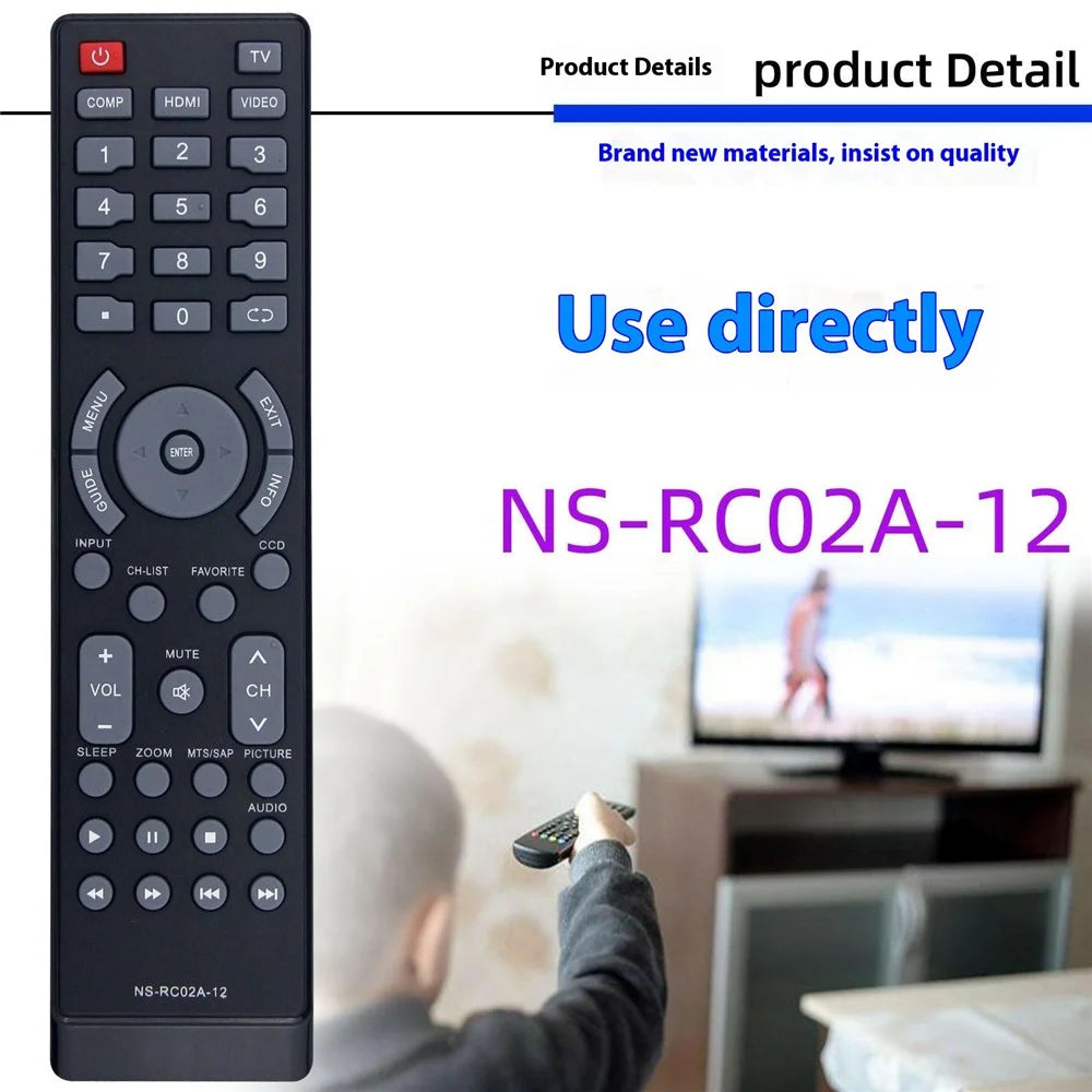 NS-RC02A-12 For Insignia TV Infrared Remote Control Ergonomic Television Controller - 3