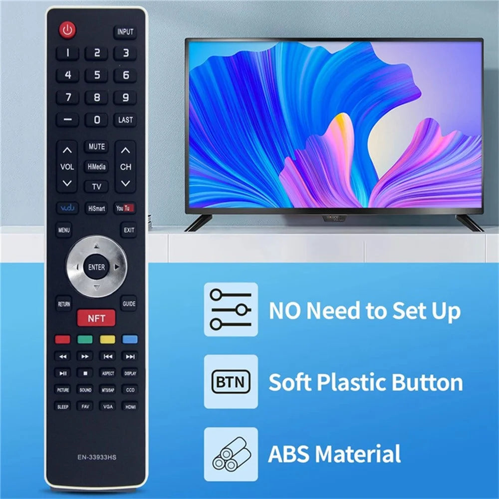 EN-33933HS For Hisense TV Remote Control 1-10m Range Ergonomic Infrared Controller Replacement - 3