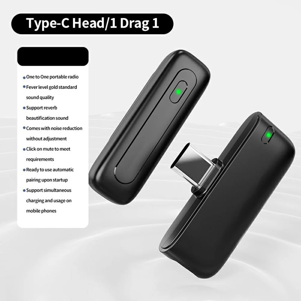 M6 Wireless Lavalier Microphone Vlog Video Recording AI Noise Reduction Live Streaming Mic, 1 Microphone + 1 Receiver - Black - 2