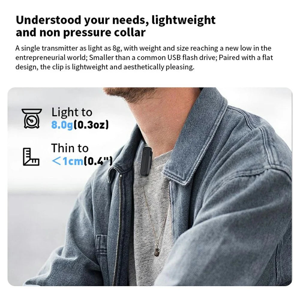 M6 Wireless Lavalier Microphone Vlog Video Recording AI Noise Reduction Live Streaming Mic, 1 Microphone + 1 Receiver - Black - 7