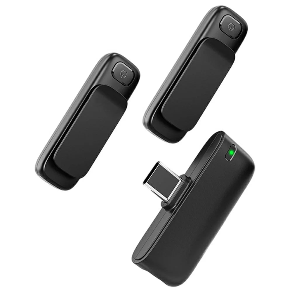 M6 Wireless Lavalier Microphone Vlog Video Recording AI Noise Reduction Live Streaming Mic, 2 Microphone + 1 Receiver - Black - 1
