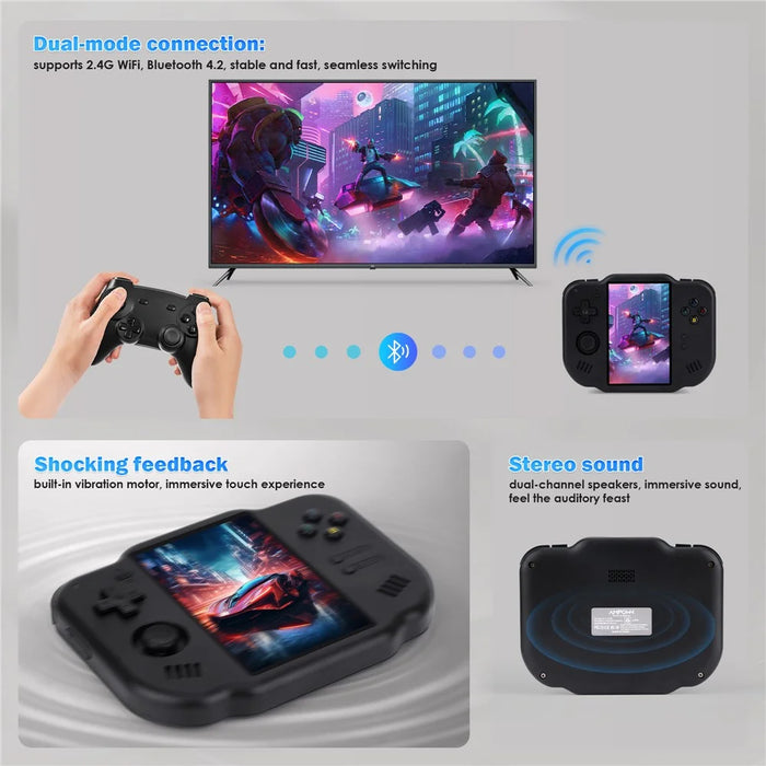 AMPOWN Mini Zero 40 Android 4 Inch 64-bit Handheld Game Console Retro Classic Gaming Device with 64GB TF Card - Black - 7