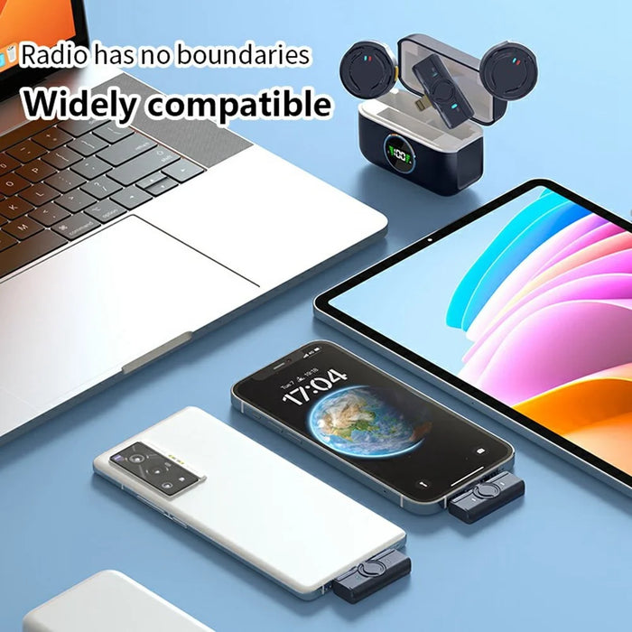 Q81 Mini Wireless Lavalier Microphone Set Smartphone Dual Mic System with Charging Case, 2 Transmitter + 1 Receiver - Type-C Receiver - 7