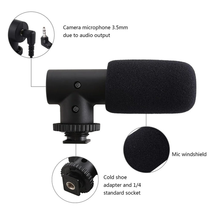 PULUZ PU3017 For Smartphone DSLR Camera DV Stereo Microphone Professional Interview News Recording Mic - 4