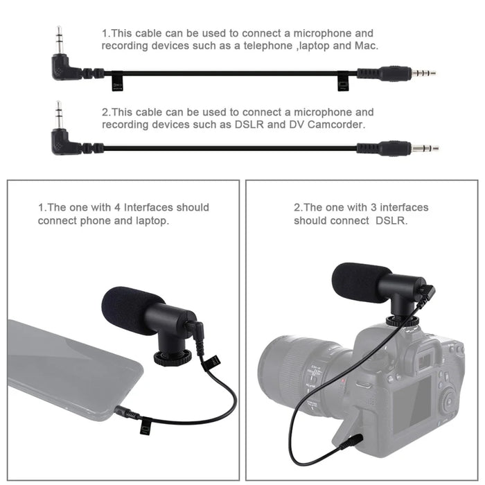 PULUZ PU3017 For Smartphone DSLR Camera DV Stereo Microphone Professional Interview News Recording Mic - 5