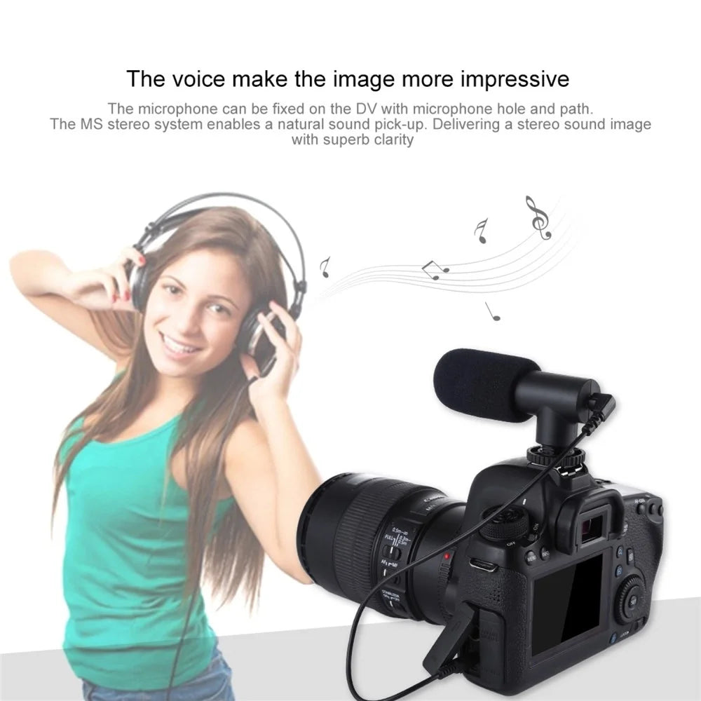 PULUZ PU3017 For Smartphone DSLR Camera DV Stereo Microphone Professional Interview News Recording Mic - 6