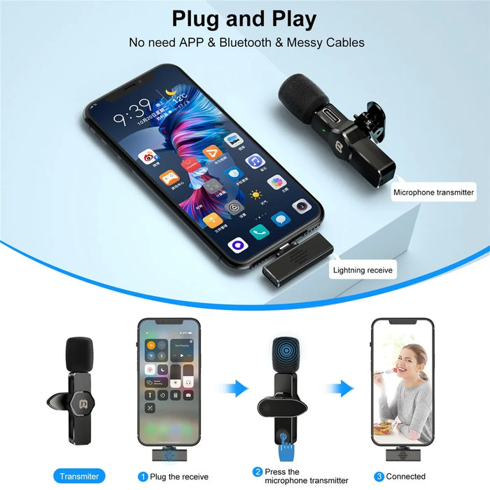 PULUZ PU3083 Wireless Lavalier Microphone Clip-on Mini Compact Size Mic for Video Recording Facebook YouTube Live Stream Vlog - 4