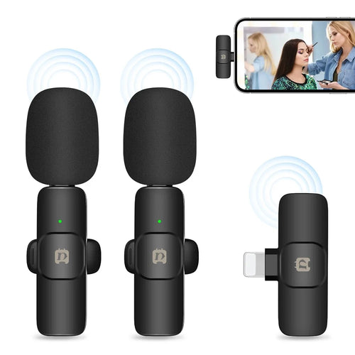 PULUZ PU3150B 2Pcs Wireless Noise Reduction Lavalier Microphone with 8 Pin Receiver - 1