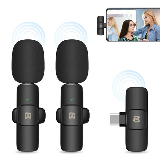 PULUZ PU3151B 2Pcs Noise Reduction Lavalier Wireless Microphone with Type-C Receiver - 1