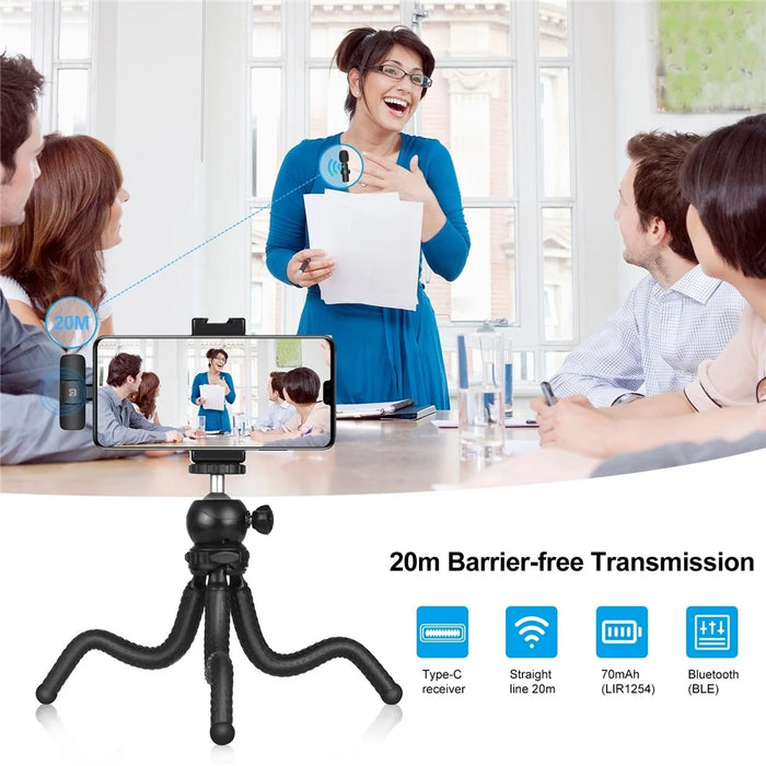 PULUZ PU3151B 2Pcs Noise Reduction Lavalier Wireless Microphone with Type-C Receiver - 7