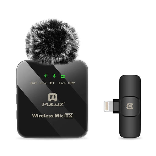 PULUZ PU645B Clip On Mic with 8 Pin Receiver 2.4G Low Latency ENC Noise Reduction Wireless Lavalier Microphone - 2