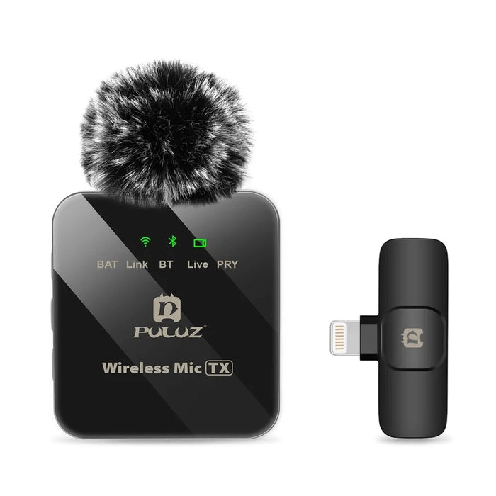 PULUZ PU645B Clip On Mic with 8 Pin Receiver 2.4G Low Latency ENC Noise Reduction Wireless Lavalier Microphone - 2