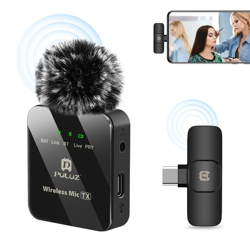 PULUZ PU646B Clip On Mic with Type C Receiver 2.4G Low Latency ENC Noise Reduction Wireless Lavalier Microphone - 1