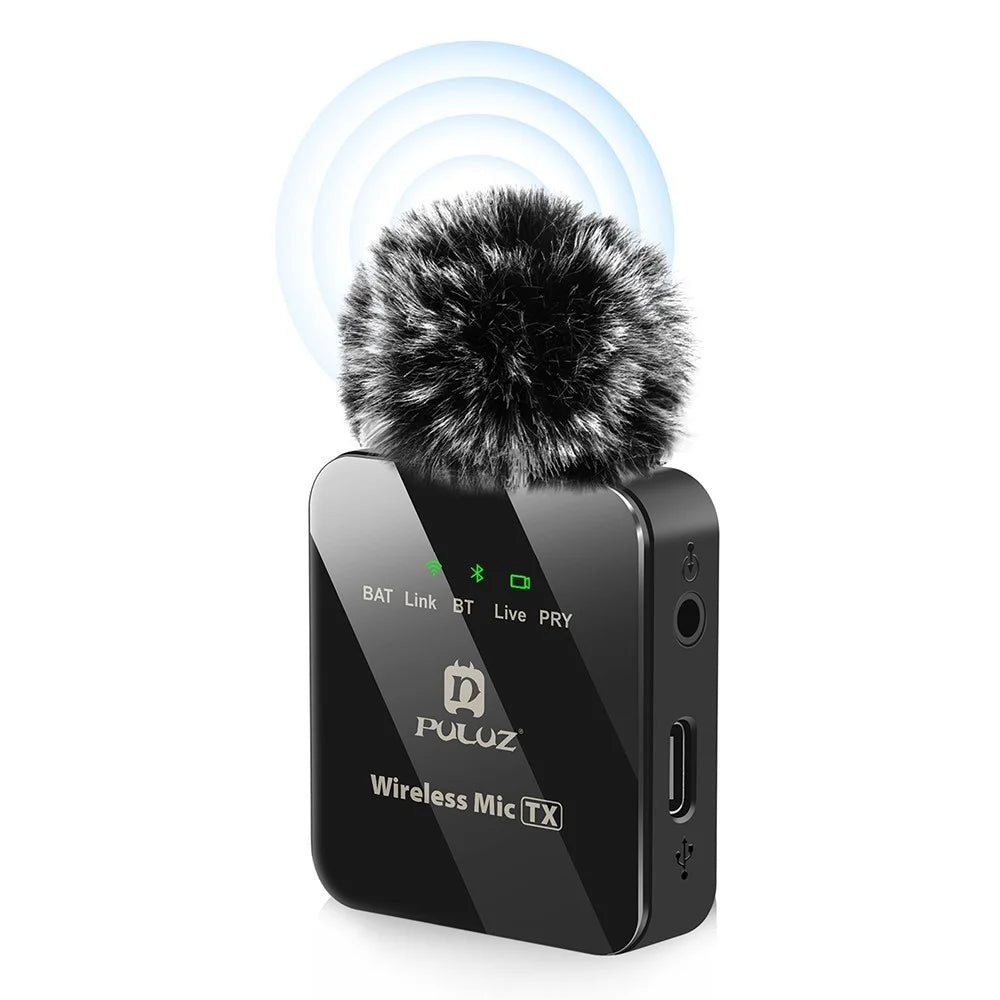 PULUZ PU3153B Real Time Monitoring Wireless Lavalier Microphone System for Vlog Live Streaming Interview, 1 Transmitter + 1 Receiver - 1