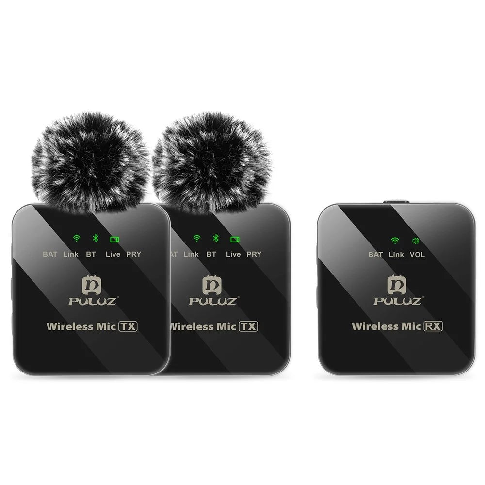 PULUZ PU3154B Real Time Monitoring Wireless Lavalier Microphone System for Vlog Live Streaming Interview, 2 Transmitter + 1 Receiver - 2