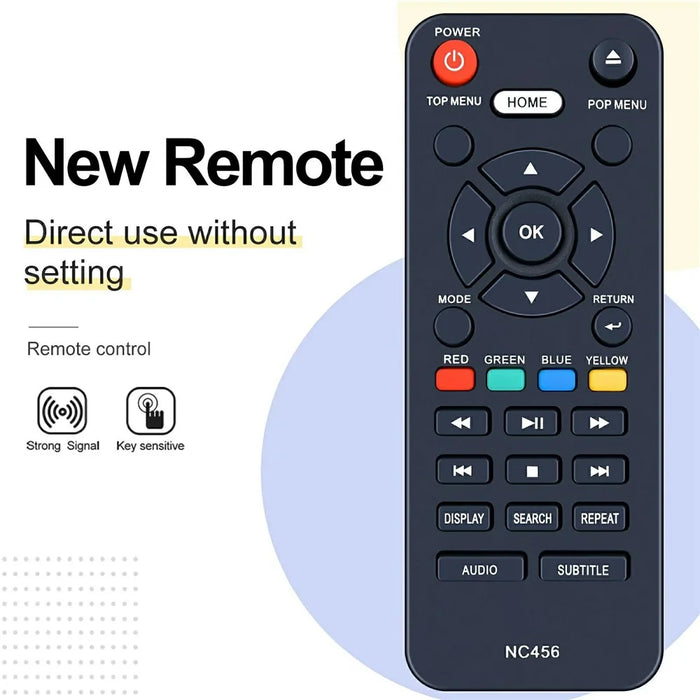 NC456 For Sanyo DVD Player Battery Powered Remote Control 10m Range Infrared Replacement Controller - 2