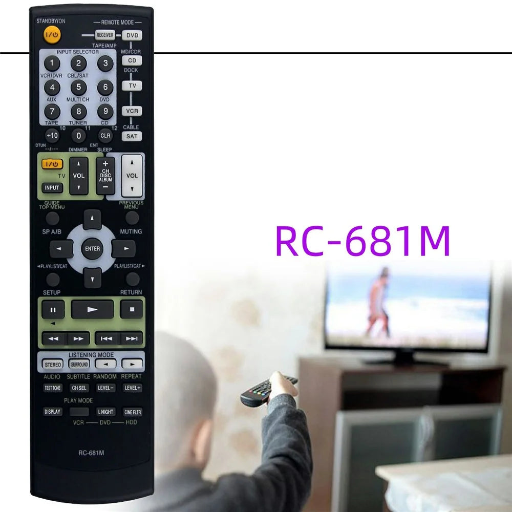 RC-681M For Onkyo Amplifier Player Remote Control 10m Range Battery Powered Replacement Controller - 5