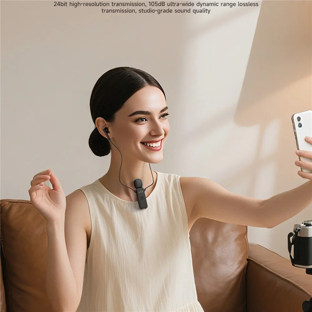 K3 Wireless Lavalier Microphone with Receiver for Live Streaming  /  Singing  /  Vlogging  /  Interviews - Black - 4