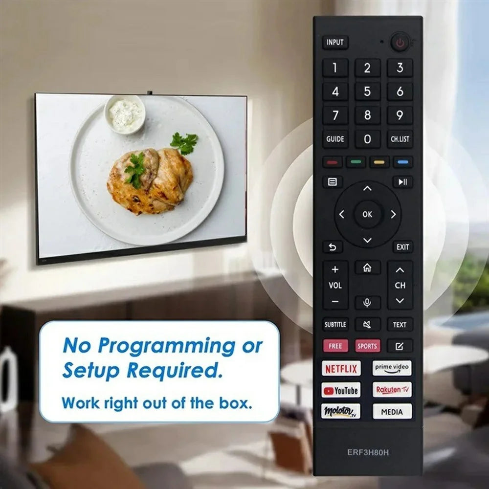 ERF3H80H For Hisense TV Remote Control Ergonomic Infrared Controller Replacement 1-10m Range - 5